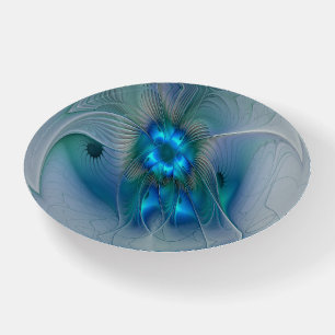 Standing Ovations, Abstract Blue Turquoise Fractal Paperweight