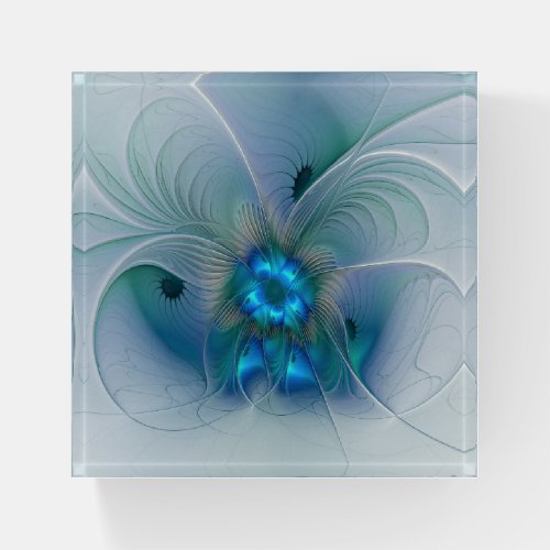 Standing Ovations Abstract Blue Turquoise Fractal Paperweight