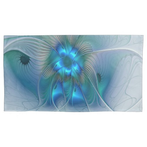 Standing Ovations Abstract Blue Turquoise Fractal Pillow Case