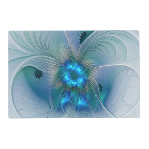 Standing Ovations Abstract Blue Turquoise Fractal Placemat