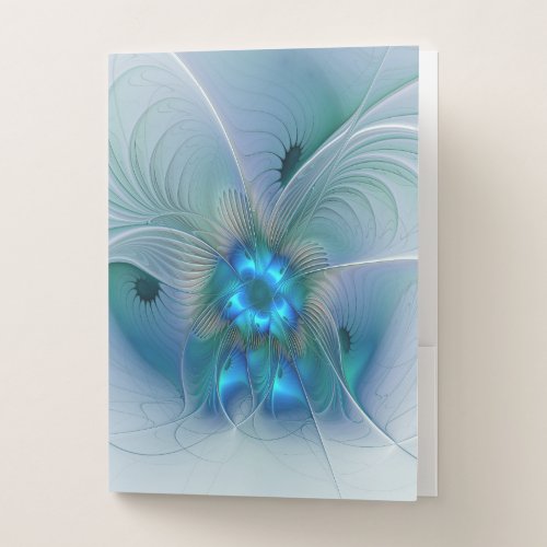 Standing Ovations Abstract Blue Turquoise Fractal Pocket Folder