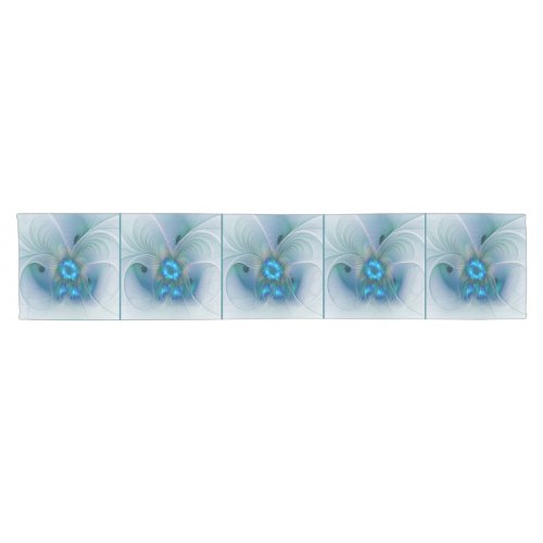 Standing Ovations Abstract Blue Turquoise Fractal Short Table Runner