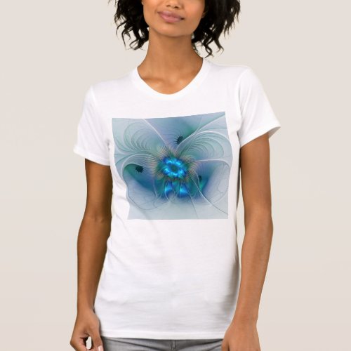 Standing Ovations Abstract Blue Turquoise Fractal T_Shirt