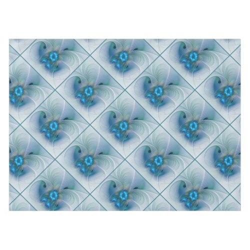 Standing Ovations Abstract Blue Turquoise Fractal Tablecloth