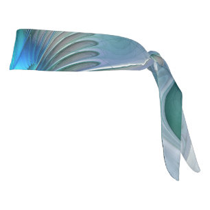 Standing Ovations, Abstract Blue Turquoise Fractal Tie Headband