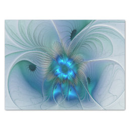 Standing Ovations, Abstract Blue Turquoise Fractal Tissue Paper