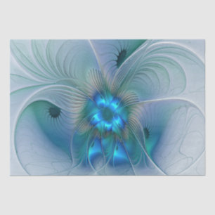 Standing Ovations, Abstract Blue Turquoise Fractal Tissue Paper