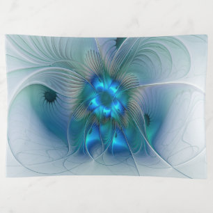 Standing Ovations, Abstract Blue Turquoise Fractal Trinket Tray