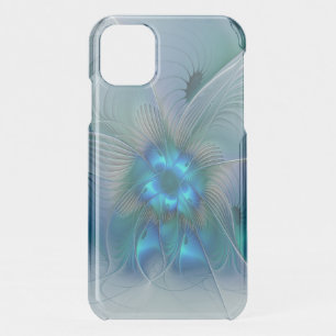 Standing Ovations, Abstract Blue Turquoise Fractal iPhone 11 Case