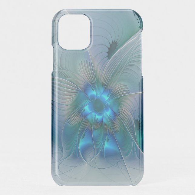 Standing Ovations, Abstract Blue Turquoise Fractal Uncommon iPhone Case (Back)