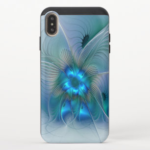 Standing Ovations, Abstract Blue Turquoise Fractal iPhone XS Max Slider Case