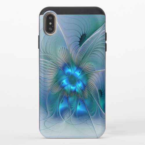 Standing Ovations Abstract Blue Turquoise Fractal iPhone XS Max Slider Case