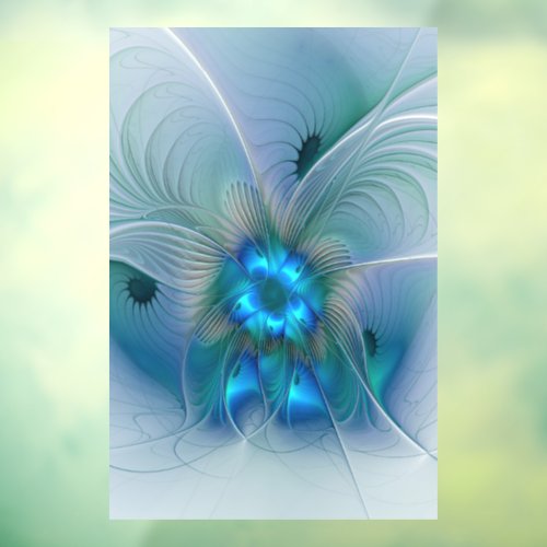 Standing Ovations Abstract Blue Turquoise Fractal Window Cling