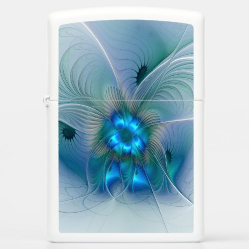 Standing Ovations Abstract Blue Turquoise Fractal Zippo Lighter