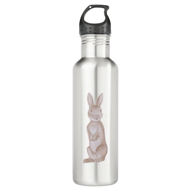 Standing Rabbit Stainless Steel Water Bottle (Front)