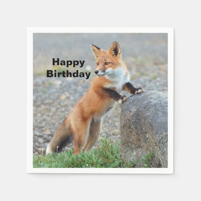 Standing Red Fox Birthday Napkins (Front)