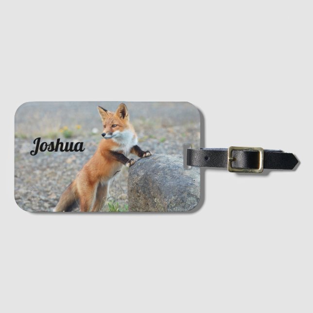 Standing Red Fox Luggage Tag (Front Horizontal)