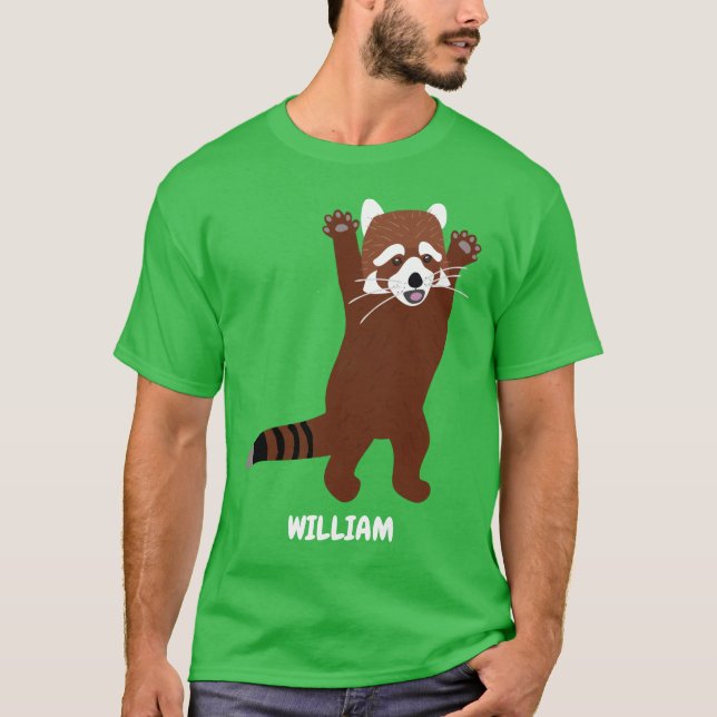 Standing Red Panda Custom Personalized Graphic T-Shirt (Front)