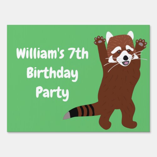 Standing Red Panda Cute Green Custom Party Sign