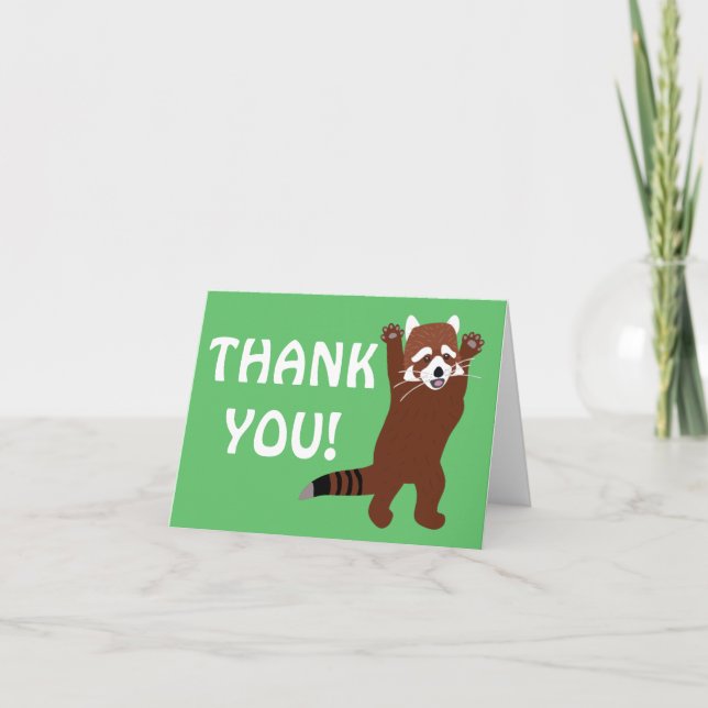 Standing Red Panda Cute Letterpress Thank You Card (Front)