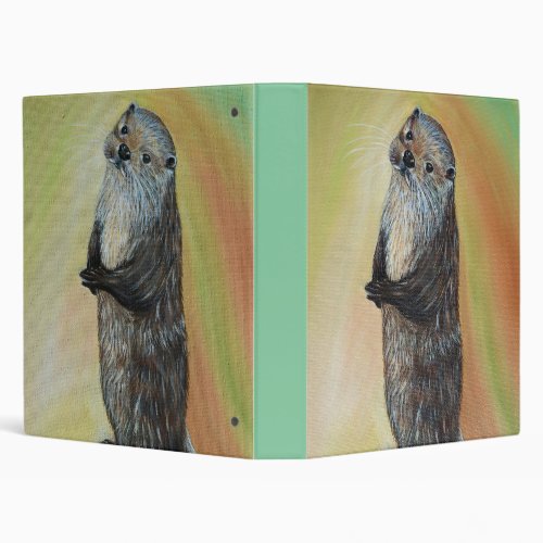 Standing River Otter Painting 3 Ring Binder