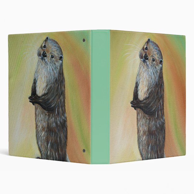Standing River Otter Painting 3 Ring Binder (Background)