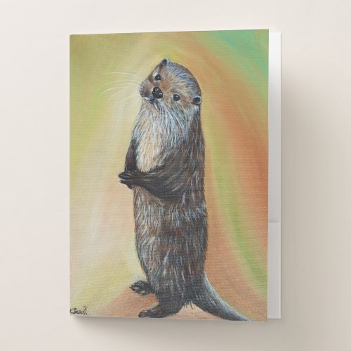 Standing River Otter Painting Pocket Folder