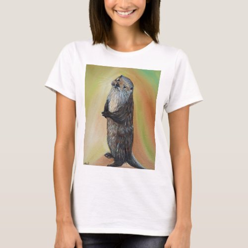 Standing River Otter Painting T_Shirt