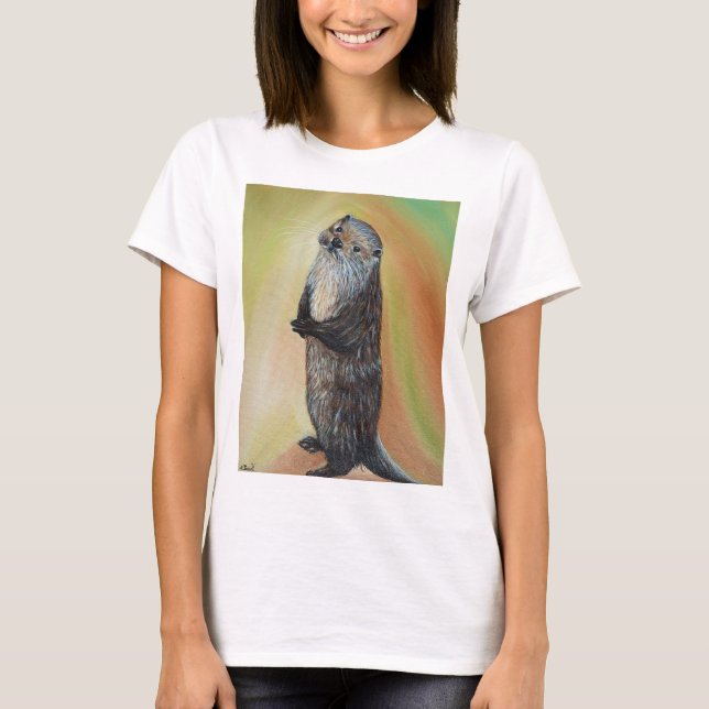 Standing River Otter Painting T-Shirt (Front)