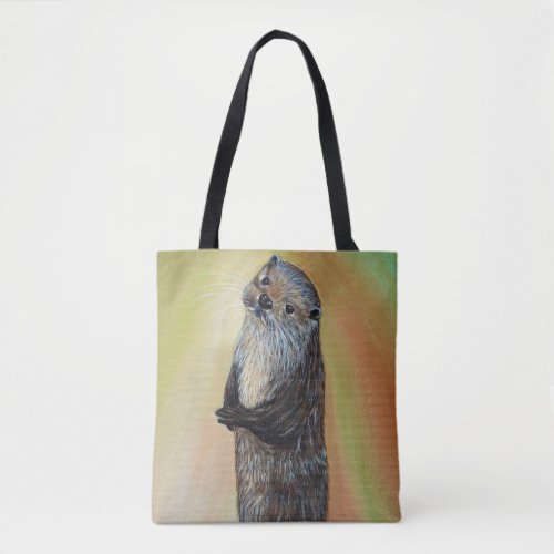 Standing River Otter Painting Tote Bag