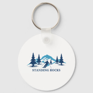 Standing Rocks Wisconsin Ski Resort Skiing Skier _ Keychain