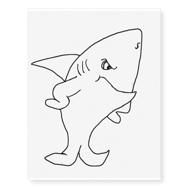 Standing shark (line drawing) temporary tattoos (Front)