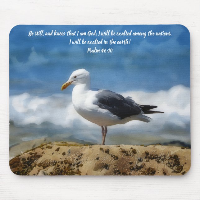 Standing Still Sea Bird Bible Verse Faith Mouse Pad (Front)