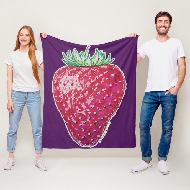 Standing Strawberry Fleece Blanket (In Situ)