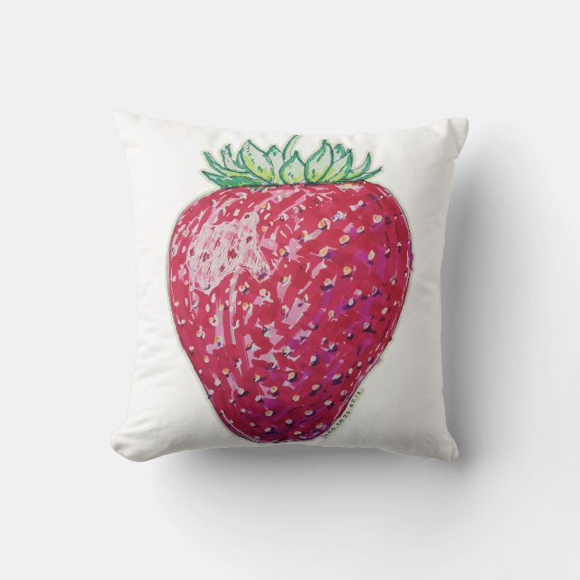 Standing Strawberry Throw Pillow (Front)