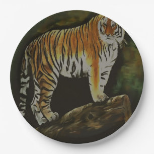 Standing Tiger Safari Animal Art Paper Plates