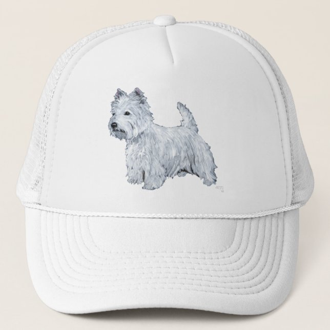Standing West Highland White Terrier Trucker Hat (Front)