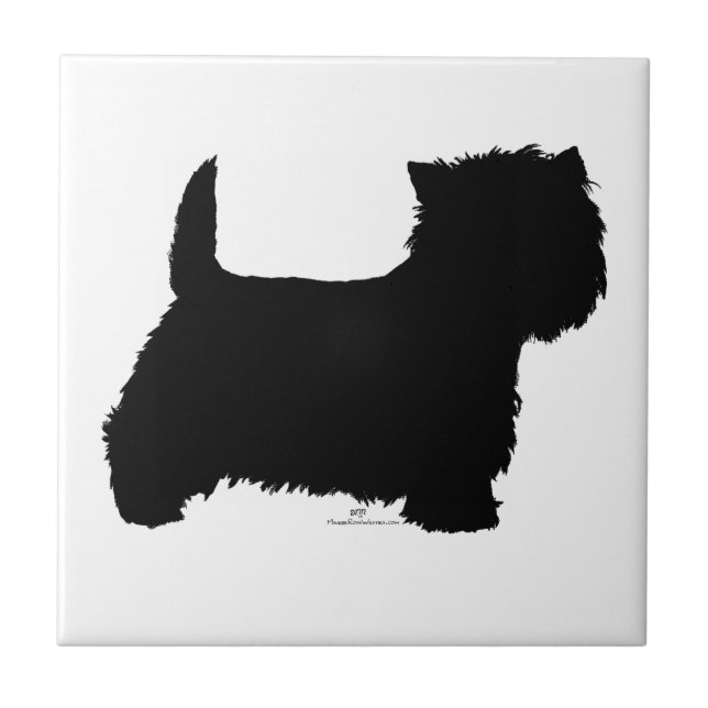 Standing Westie Silhouette Ceramic Tile (Front)