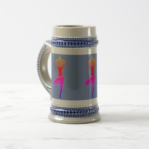 Standing Yoga Pose  _  Blue Beer Stein
