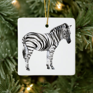 Standing Zebra Ceramic Ornament
