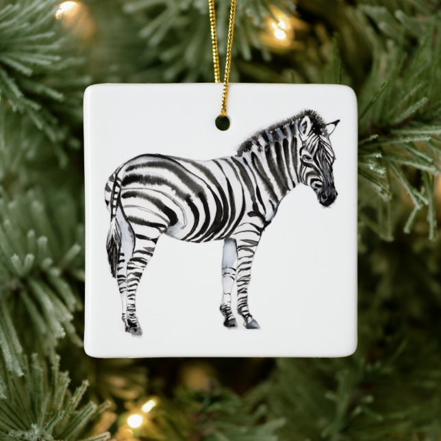 Standing Zebra Ceramic Ornament (Tree)
