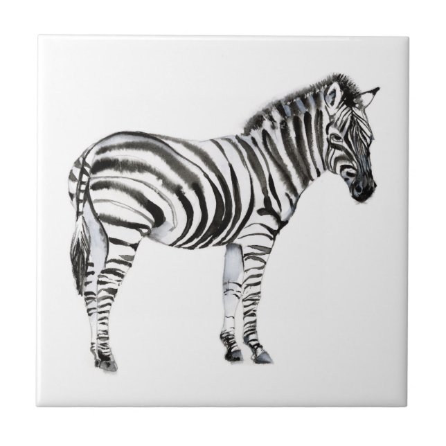 Standing Zebra Ceramic Tile (Front)