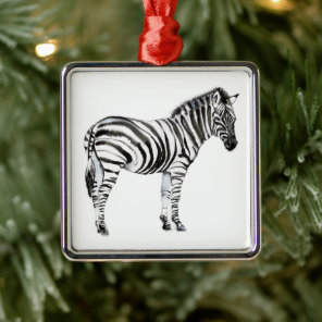 Standing Zebra Metal Ornament