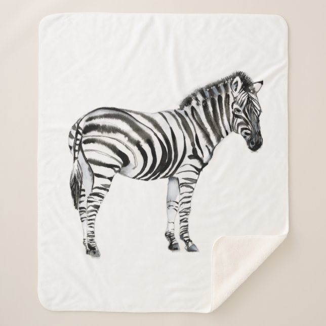 Standing Zebra Sherpa Blanket (Front)