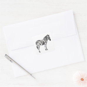 Standing Zebra Square Sticker