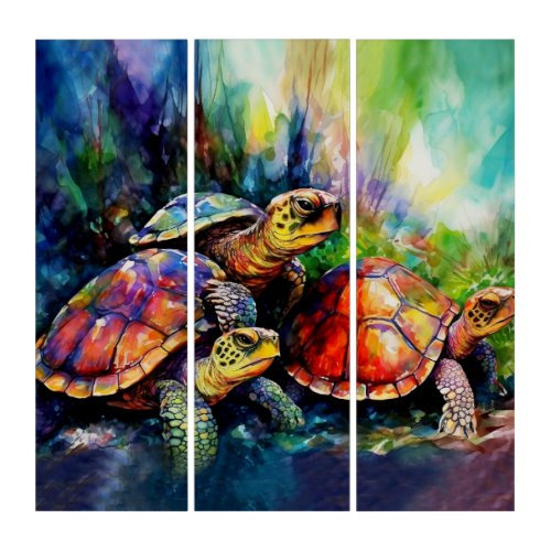 Standoff with Three Angry Turtles Triptych