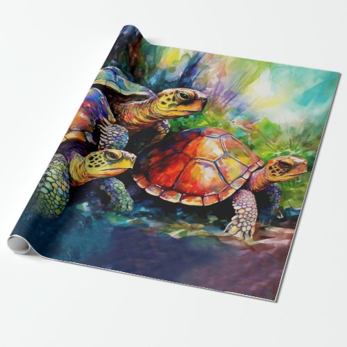 Standoff with Three Angry Turtles Wrapping Paper