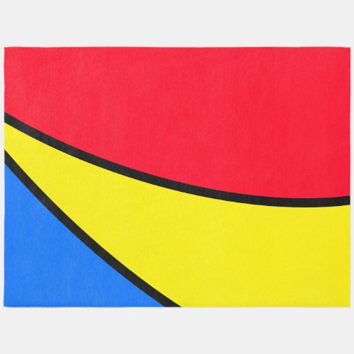 Standout Vivid Red Yellow Blue Modern Art Curves Outdoor Rug