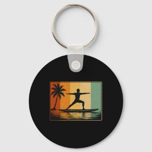 Standup Paddle Board Yoga For Men Vintage Surfing Keychain