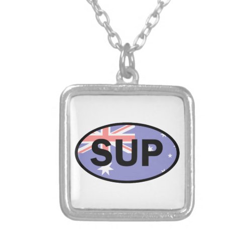 Standup Paddleboard Australia Flag Silver Plated Necklace